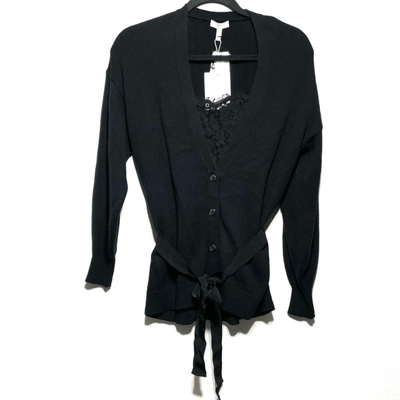 NWT Joie Ferlinka Wrap Sweater Black Small L97 - Picture 2 of 8